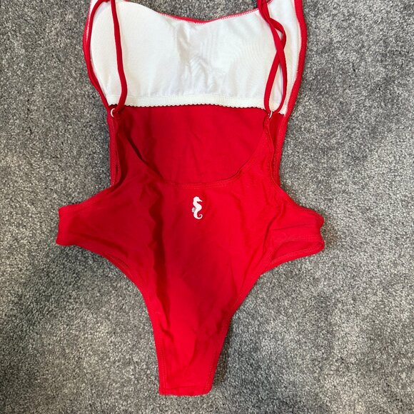 Medium Sunny Co Clothing Red One-Piece Swimsuit NWOT - Picture 2 of 3